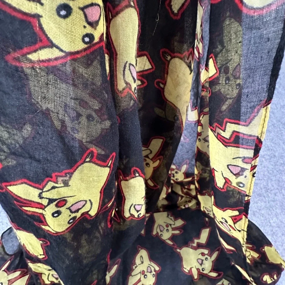 Pokemon Pikachu Scarf One Size Black Unisex Polyester Gauze Wrap 72x42